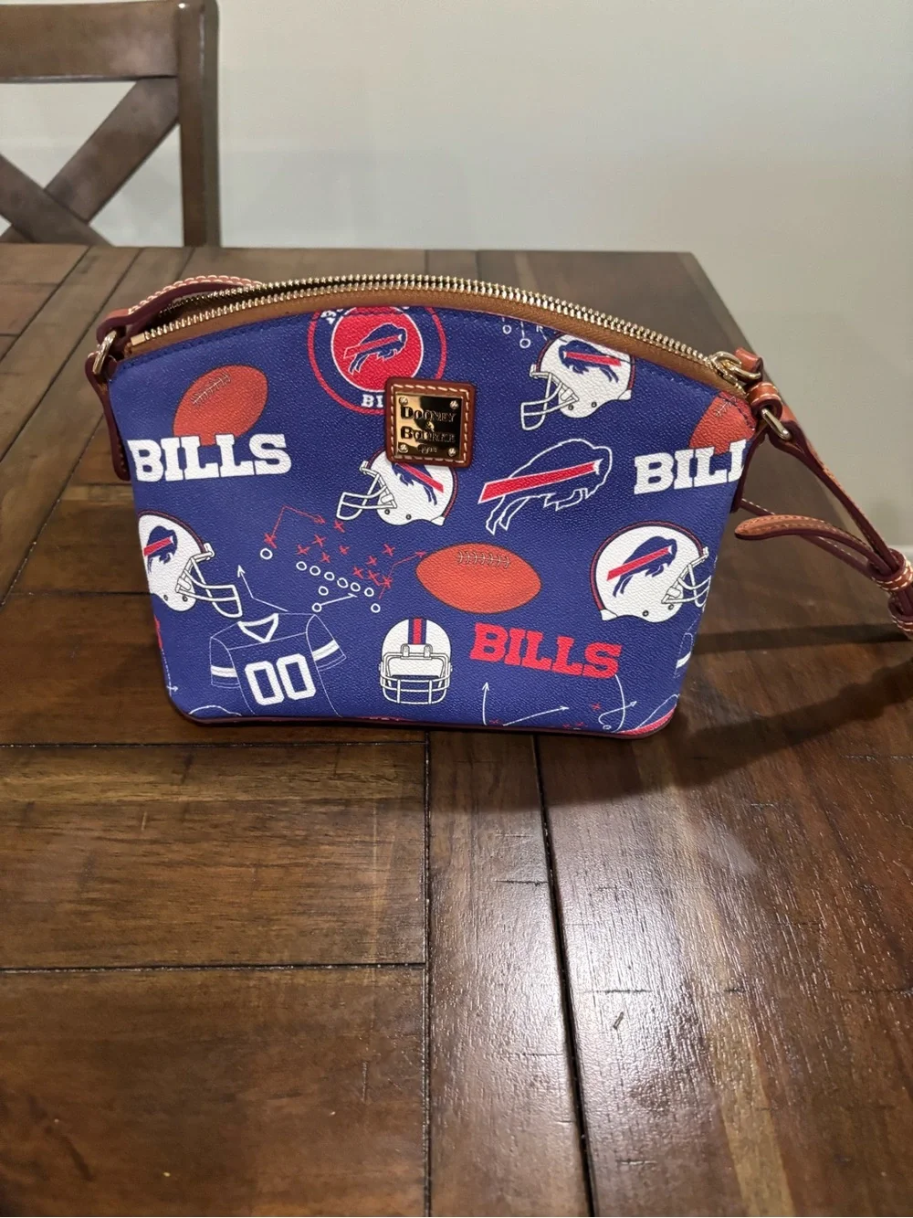 Dooney & Bourke Blue and Red Buffalo Bills Cosmetic Crossbody Purse
